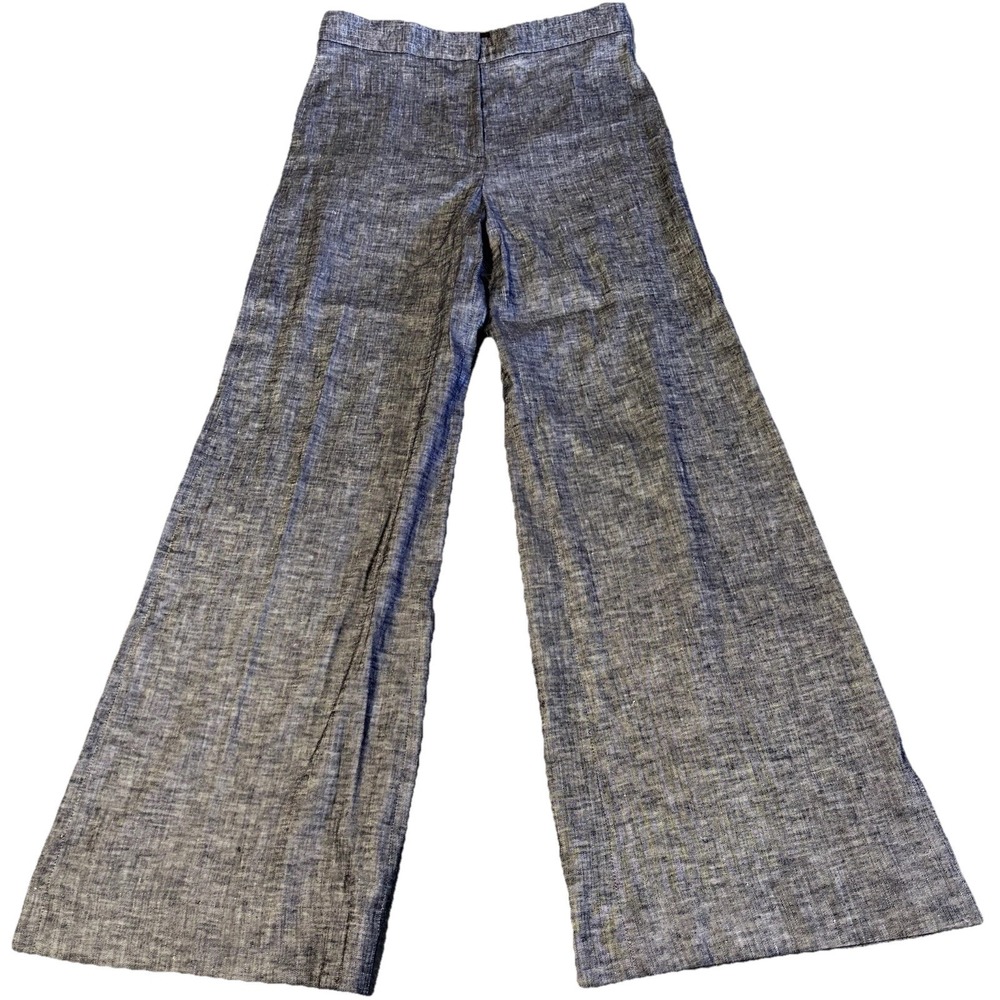 Theory Linen Wide Leg Pants Blue Grey